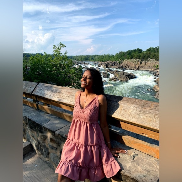 V-neck Spaghetti Strap Bowknot Backless Sleeveless Lace Mini Dress - Amazon - Picture 1 of 1